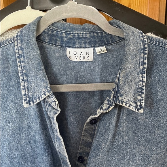 Joan Rivers Women Size XL Denim Shirt Jacket Blue Pocket - Picture 3 of 10
